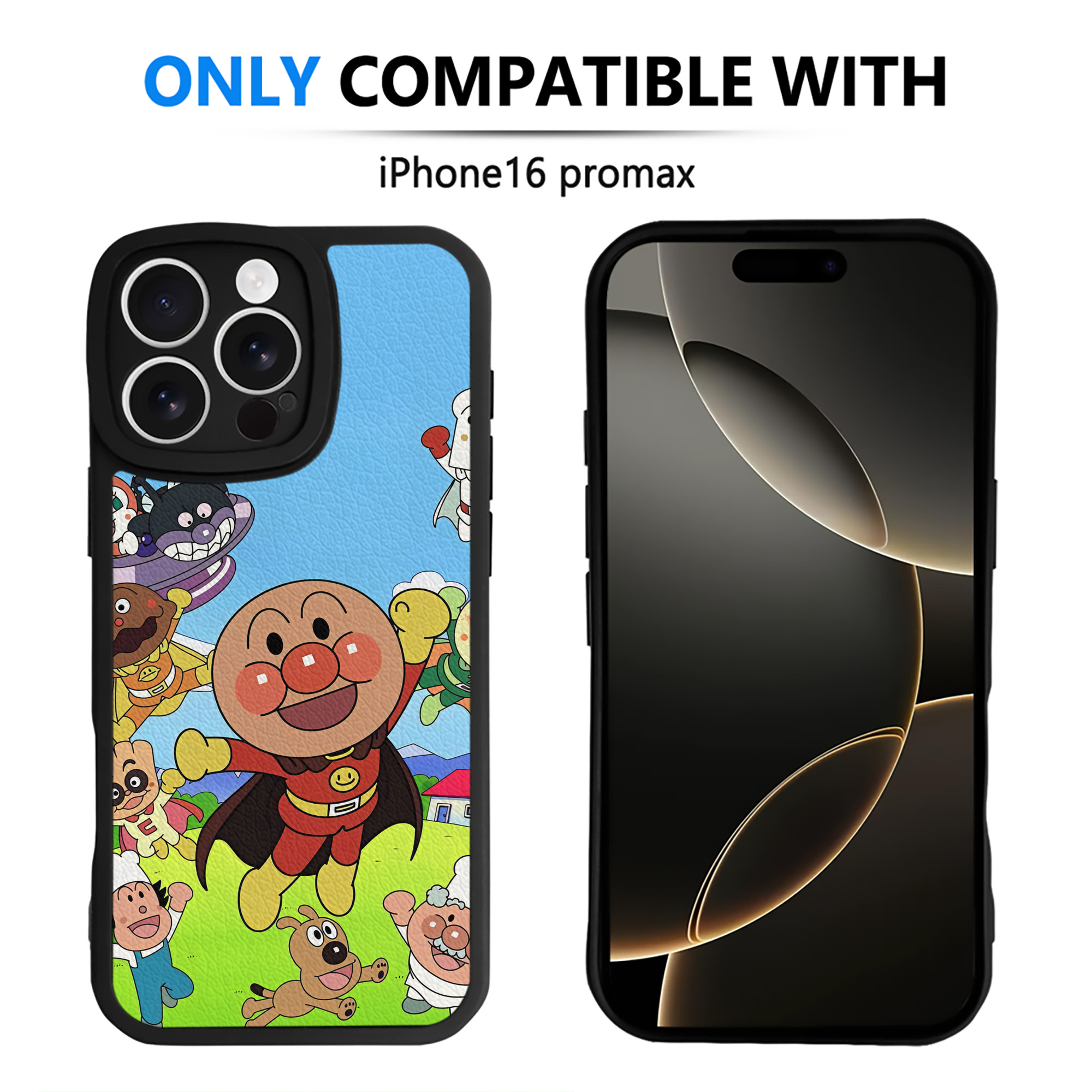 （画像用） アンパンマン Anpanman 【iPhone 16シリーズ対応】シリコンスマホケース（レザー調） 材質：シリコン